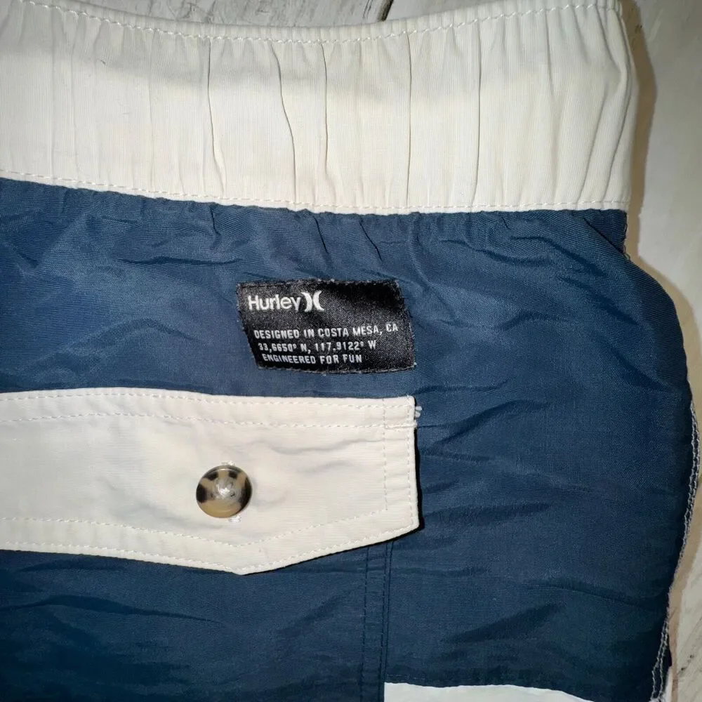 Men's Two-Tone Navy and Cream Swim Trunks
